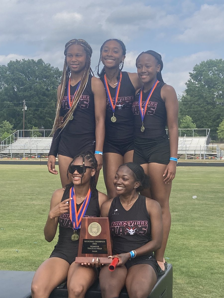 ramsxct's tweet photo. The lady Rams closed out the 4A East Regionals today with a 4x400 school record (NC #2), securing Rolesville’s first EVER Women’s Regional Title in any sport. Congrats Ladies. 

On to States! https://t.co/S6by2p26Bs