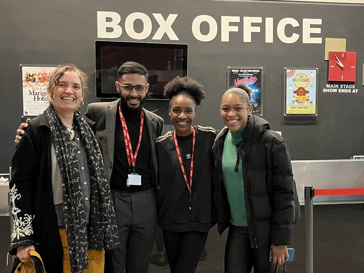 JustineThemen's tweet photo. Proud to cross paths with 3 @BelgradeTheatre alums last night: @kimiilewis in @BarbicanCentre @HeadlongTheatre #PlayForTheLiving; @Arran_Pallan CM @bookofmormonuk; &amp; @Miss_Jaii soon to join @RSC. Free, targeted, artistically excellent #YouthTheatre changing the face of the sector https://t.co/WutLyh3lrW