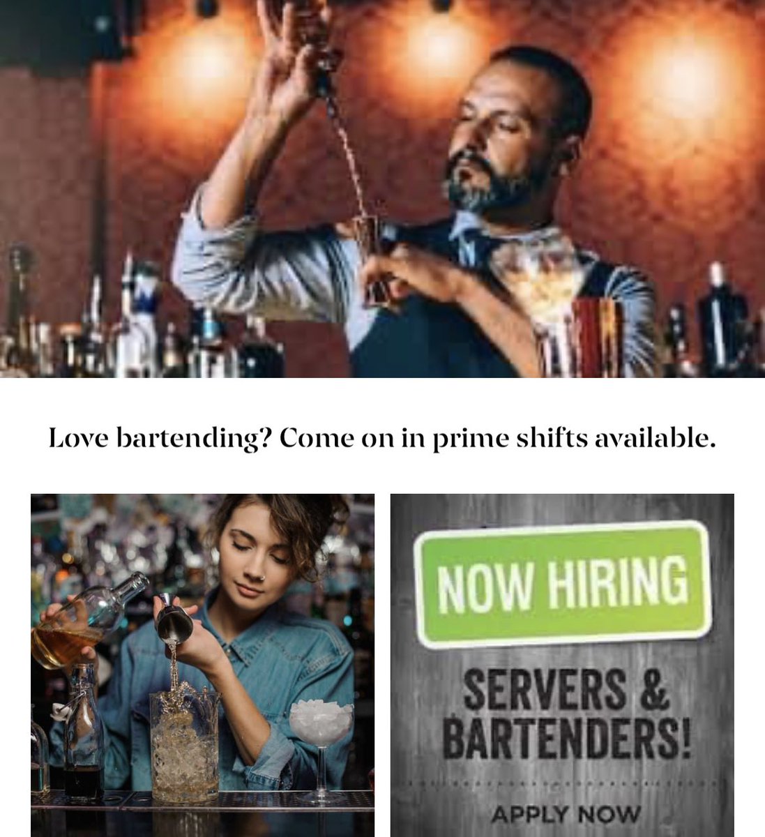 brickfirergv's tweet photo. Ready to Bartend prime shifts then we are ready for you. https://t.co/HOoSUAP9vH