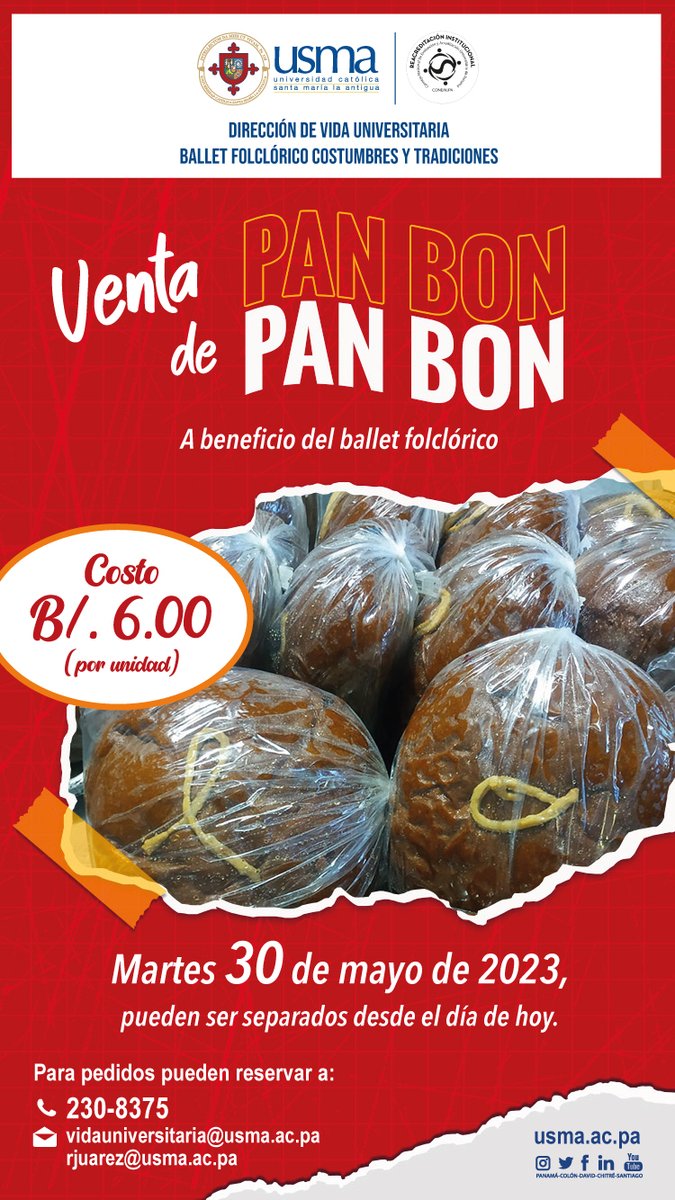USMApanama's tweet photo. 🍞 ¡Sí hay pan Bon! 💛 | ¿Ya pediste el tuyo?

#USMAVU #bfcostumbresytradiciones #panbon https://t.co/WbQwbJBv9N