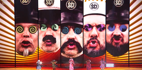 innocent's tweet photo. The facial hair. The eyes. The outfits.
Take your pick. This is peak Eurovision.

#Eurovision https://t.co/gAQ4eqagOK