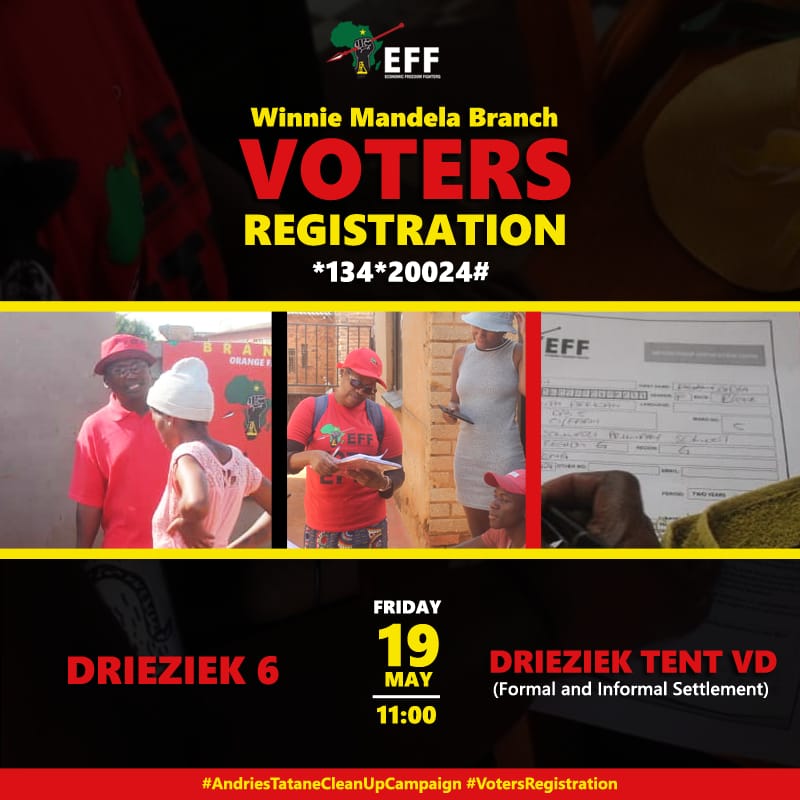 TovarishZulu's tweet photo. #Ward5 #WinnieMandelaBranch #SubRegionG #OrangeFarmWards
#VotersRegistration #FillUpFNB #EFFTurns10 @EFFSouthAfrica https://t.co/VG7xkI1HYT