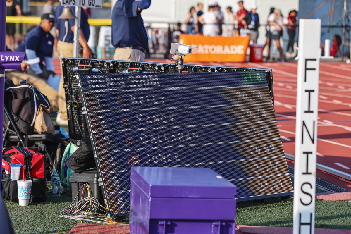 A sweep of the men's 200 podium 👀

#EatEmUp | #SunBeltTF