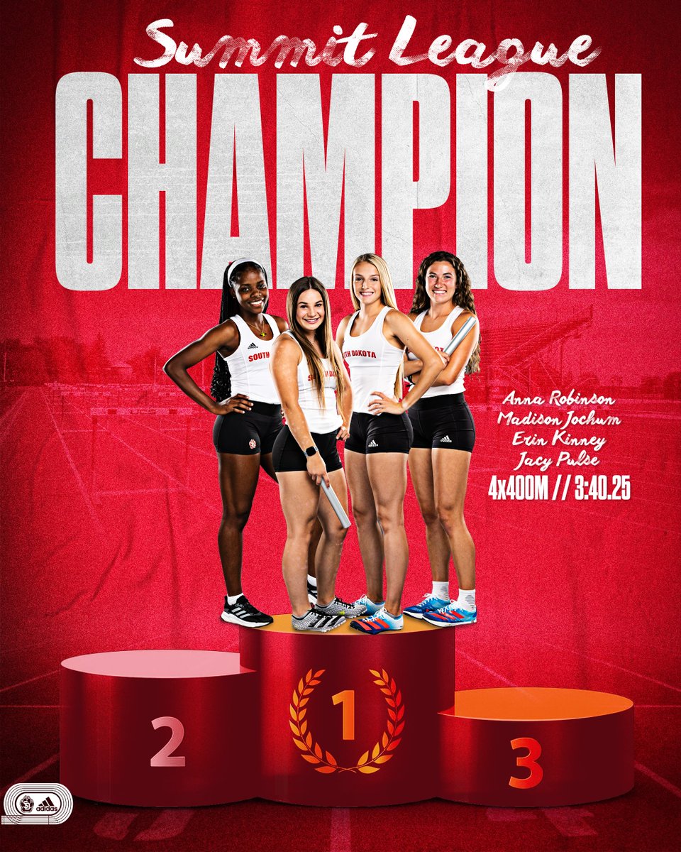 In Summit League record fashion. 💁‍♀️

𝗪𝗼𝗺𝗲𝗻'𝘀 𝟰𝘅𝟰𝟬𝟬𝗺 𝗥𝗲𝗹𝗮𝘆
1. Anna Robinson, Madison Jochum, Erin Kinney, Jacy Pulse, 3:40.25

#GoYotes x #WeAreSouthDakota 🐾