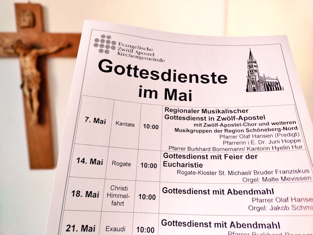BrFranziskus's tweet photo. Rogate-Sonntag: Willkommen @RogateKloster zur ökumenischen Eucharistie.
Predigt: Pfarrer Ulf-Martin Schmidt (Alt-katholische Gemeinde Berlin).
Liturgie: Br. Franziskus.
Orgel: Malte Mevissen.
Ort: Zwölf-Apostel-Kirche, An der Apostelkirche 1, Berlin-Schöneberg
#rogatekloster https://t.co/7OXbvuddbd