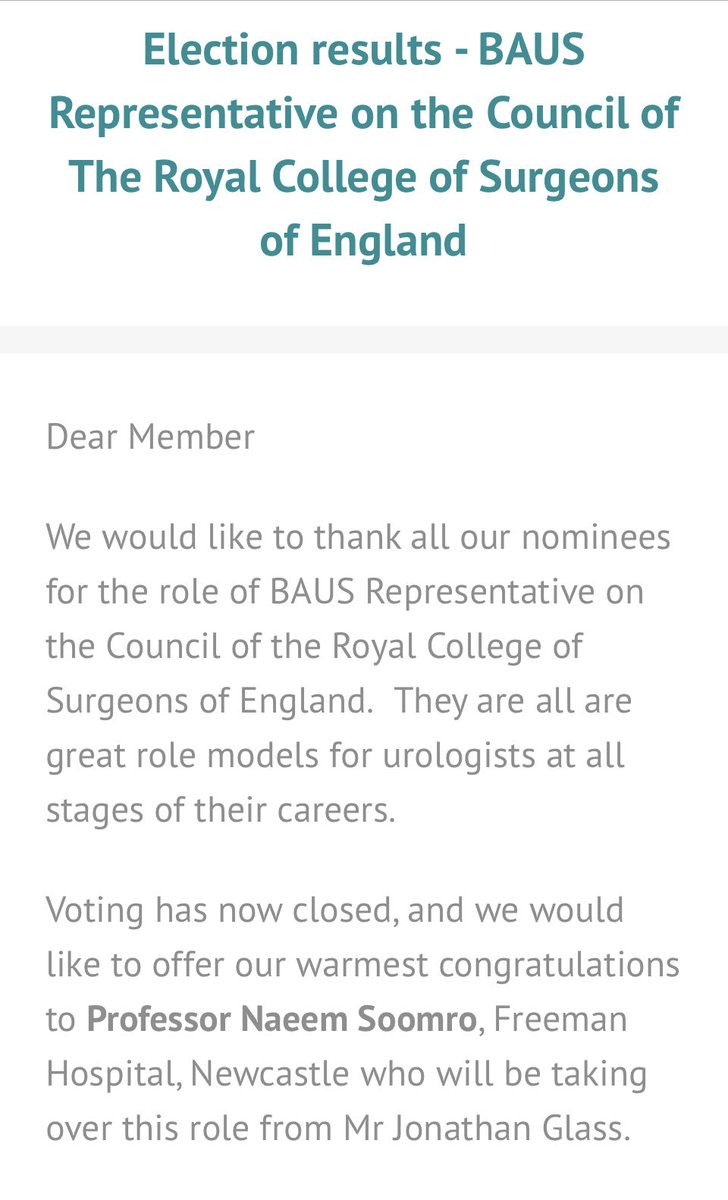 It is a great honour to be elected to ⁦⁦@RCSnews⁩ council representing ⁦@BAUSurology⁩ ⁦@RCS_RADAR⁩ @NewcastleHosps⁩ ⁦@NewcastleUrolo1⁩ ⁦@NHIPartners⁩ #patient safety #robotics #data #AI #digital surgery #digital twins