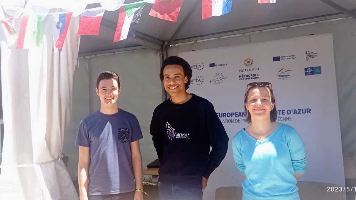 modeleuca's tweet photo. Merci @VilledeNice pour ce magnifique Nice #EuropeDay aujourd'hui ! Nous étions présents pour présenter aux niçois notre événement et élargir leurs connaissances sur l'Union Européenne via des quizz ! Merci aussi à @MetropoleNCA et @EuropeDirectNCA de l'invitation ! ♥️ https://t.co/zVw9nBdQFT