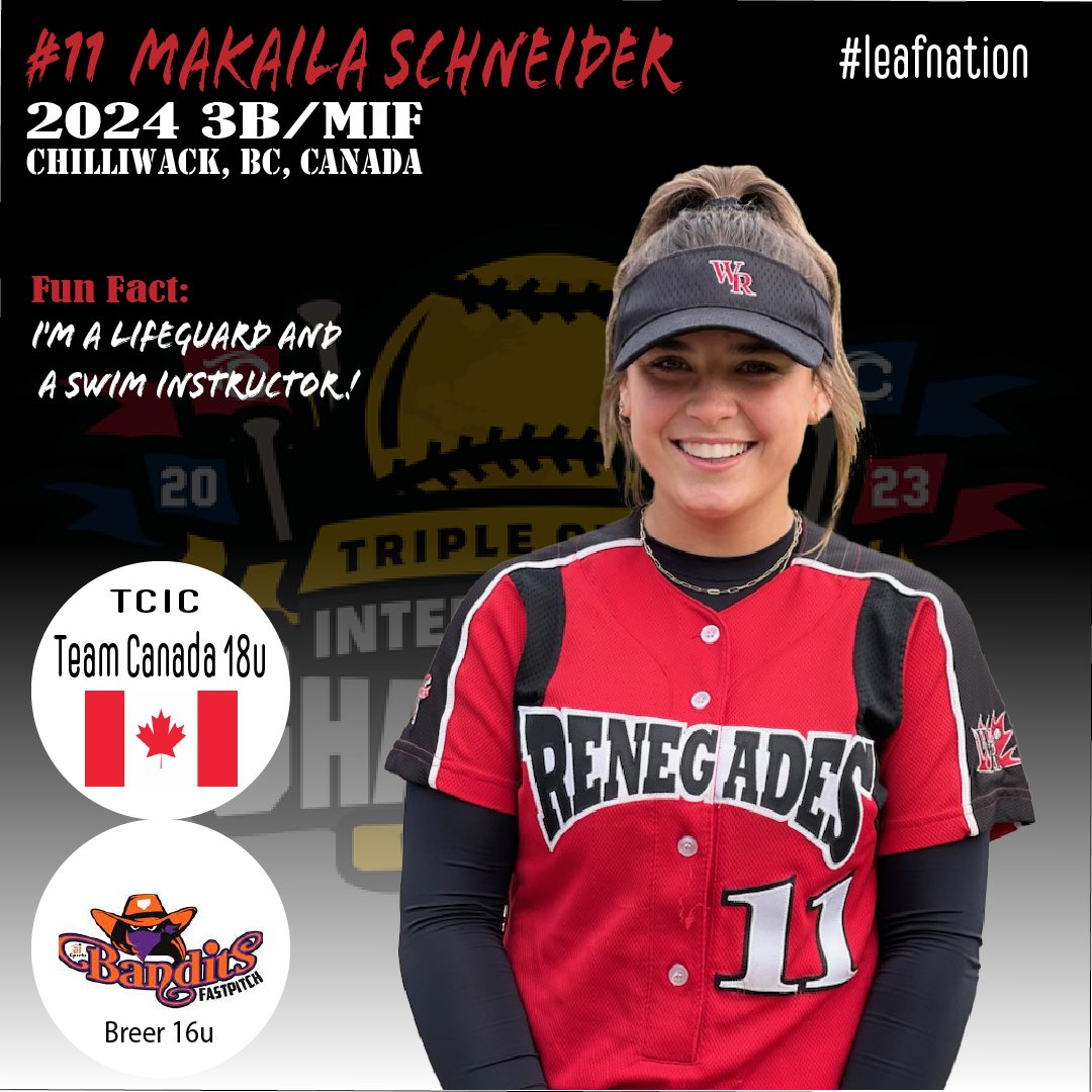 tcicteamcanada's tweet photo. MEET THE TEAM: #11 Makaila Schneider

🥎🇨🇦#leafnation https://t.co/j6mGuUWhqF