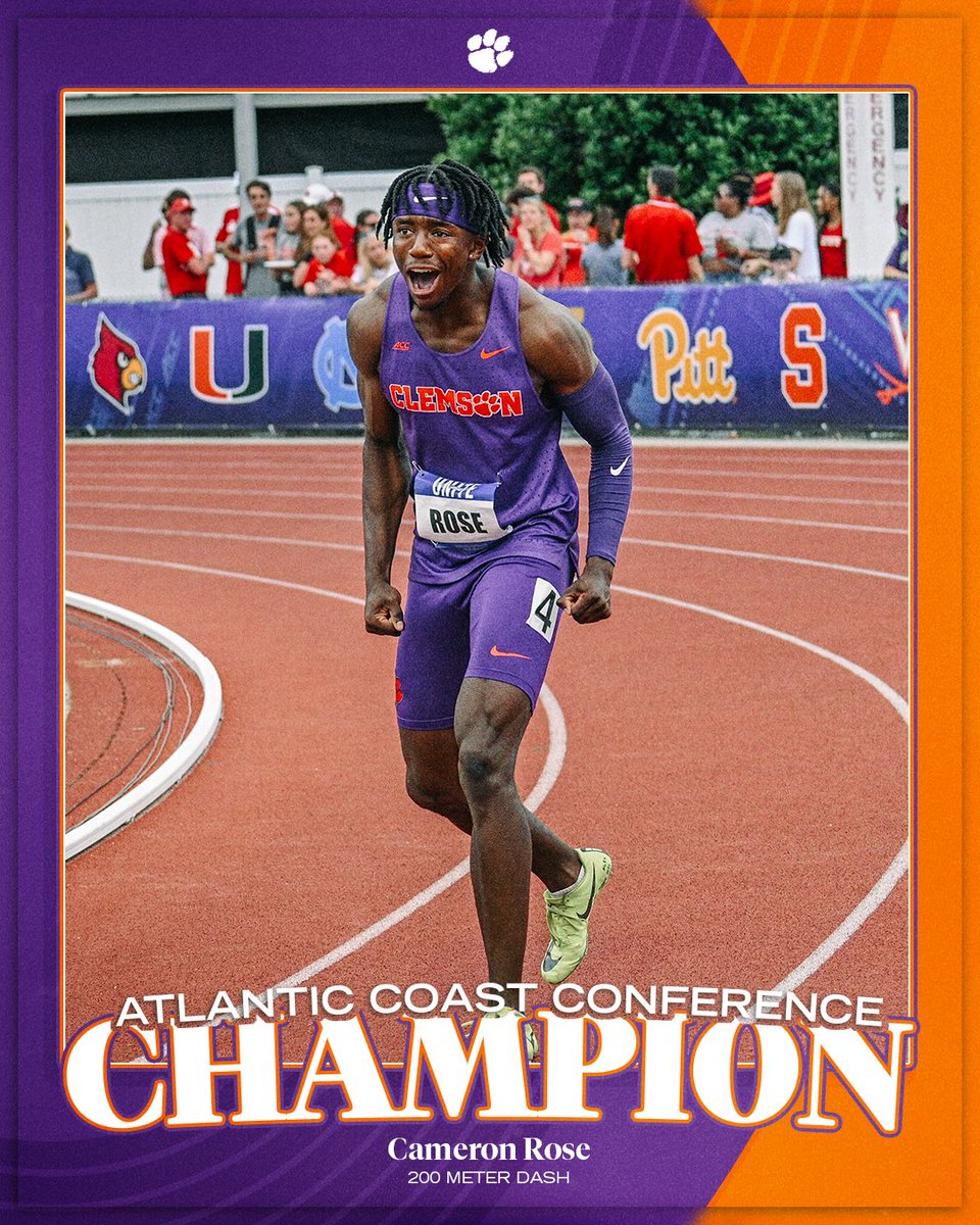 ClemsonTrackXC's tweet photo. Cameron Rose takes home the title!!! He’s an ACC CHAMPION 🏆 https://t.co/KgXruJimfs