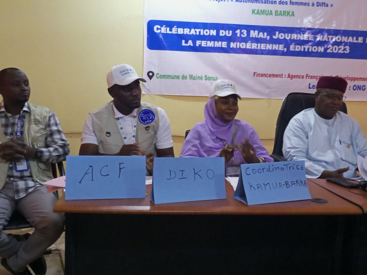 #kamuabarka (ACF-DIKO-AgirPlus) célèbre le 13 mai, #journee 🇳🇪 de la👩à #mainé Soroa et Chétimari-Diffa.
Conférence sur les droits des👩👩activités culturelles par les adolescentes, visite des « espaces de cohésion sociale ».  
#autonomisationdelafemme
#leadership