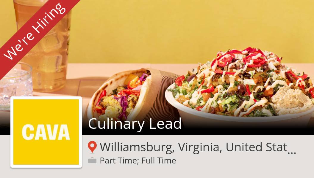 DeeTyler1's tweet photo. Apply now to work for #CAVA as Culinary #Lead in #Williamsburg! #job  #Jobs #careers #hiring #Restaurant #CAVA #RestaurantJobs https://t.co/cNJR7jthgi https://t.co/do4O4NjOG3