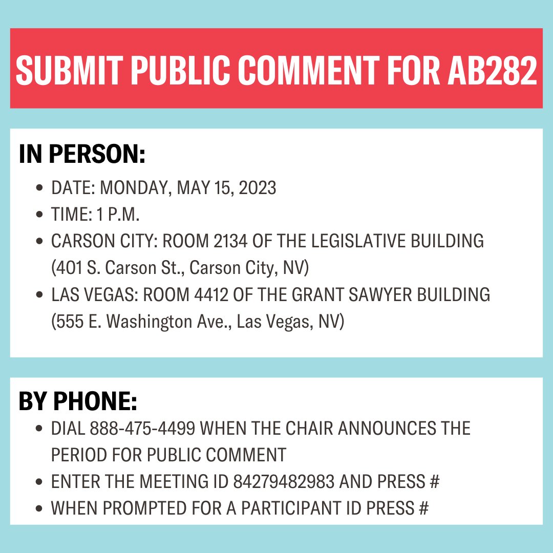 ACLUNV's tweet photo. Save the date! 🗓️ #AB282 has a hearing scheduled for May 15 @ 1 P.M. This bill will establish the Health Insurance for Long-Term Substitutes Act! #NVLeg
https://t.co/s9VZpTzUte https://t.co/LrVRxMCWse