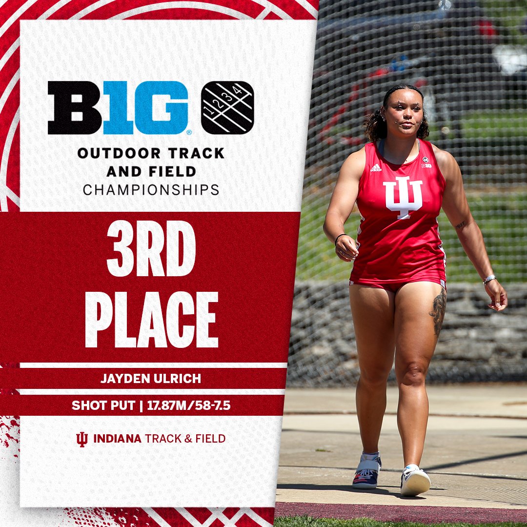 IndianaXCTF's tweet photo. Just Jayden Things 😁

Jayden Ulrich wins shot put bronze with a PR and No. 2 all-time IU mark of 17.87m/58-7.5! https://t.co/8IHM6xhsLZ