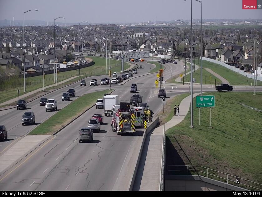 yyctransport's tweet photo. ALERT: Multi-vehicle incident on NB 52 St at Stoney Tr SE, blocking the right lane.  #yyctraffic #yycroads https://t.co/bfI6ZDxXoJ