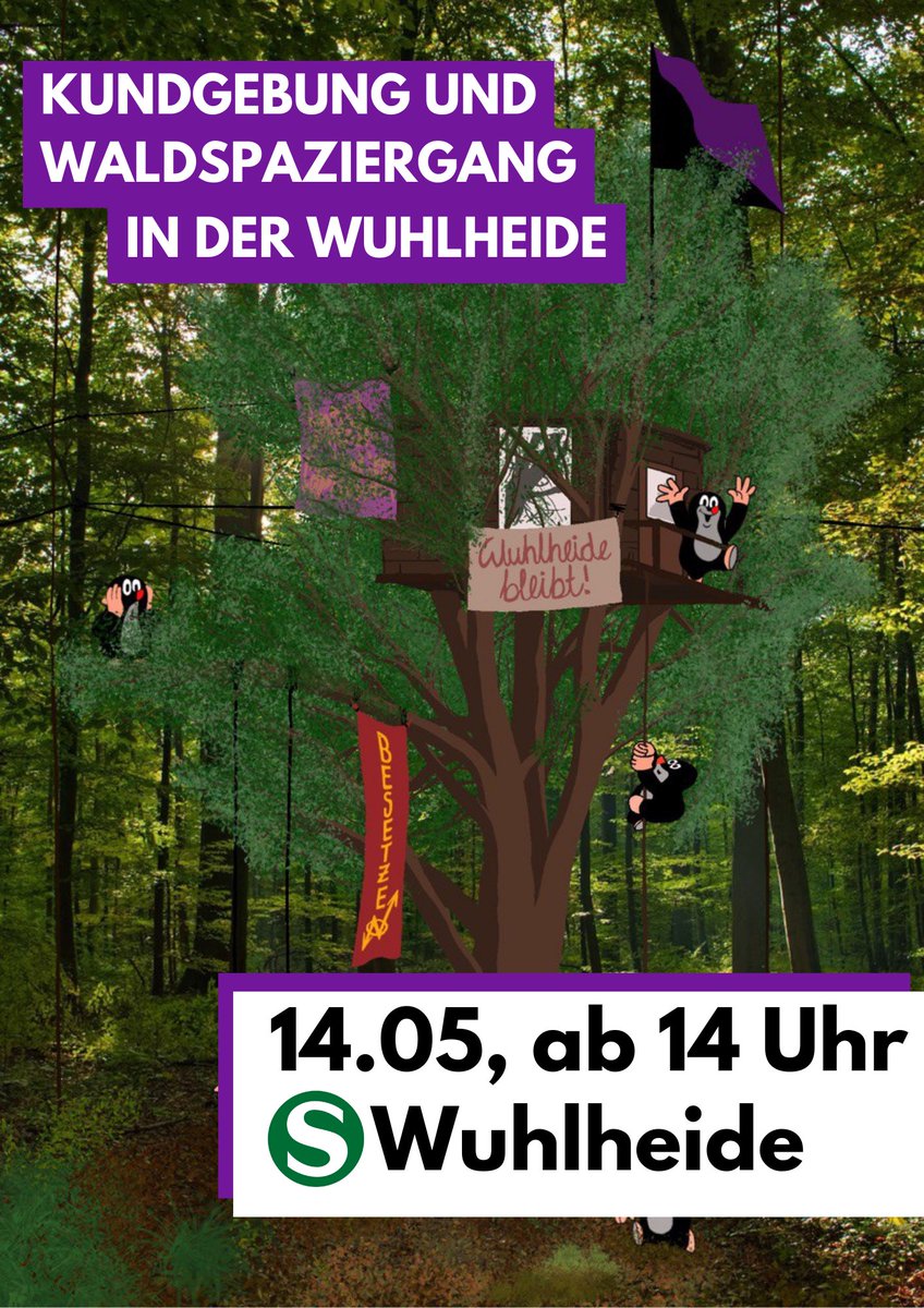 Morgen Kundgebung und Waldspaziergang zur Besetzung! Kommt vorbei!! ✊🌈 #b1405 #Wuhlibleibt #waldstattasphalt