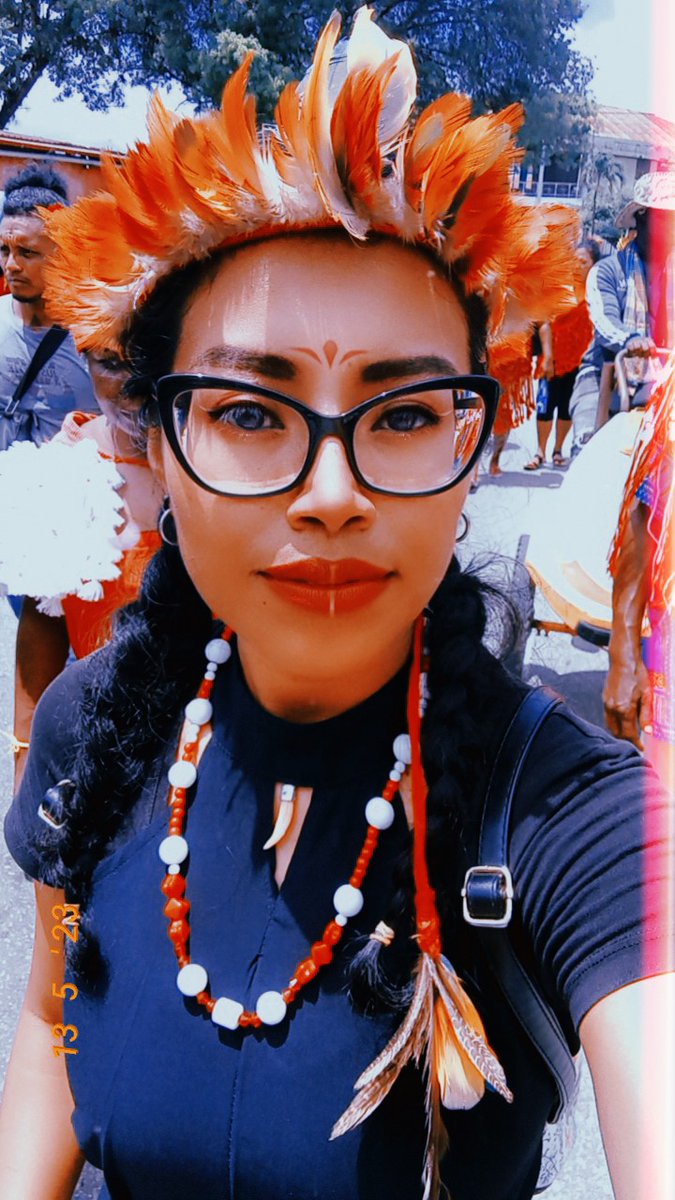 Today I participated in the spiritual march organized by indigenous women in my country. We drew attention to the land rights issue. Stop giving concessions to third parties in Indigenous areas. We will keep fighting for our rights. #nativepower  #IndigenousPeoples