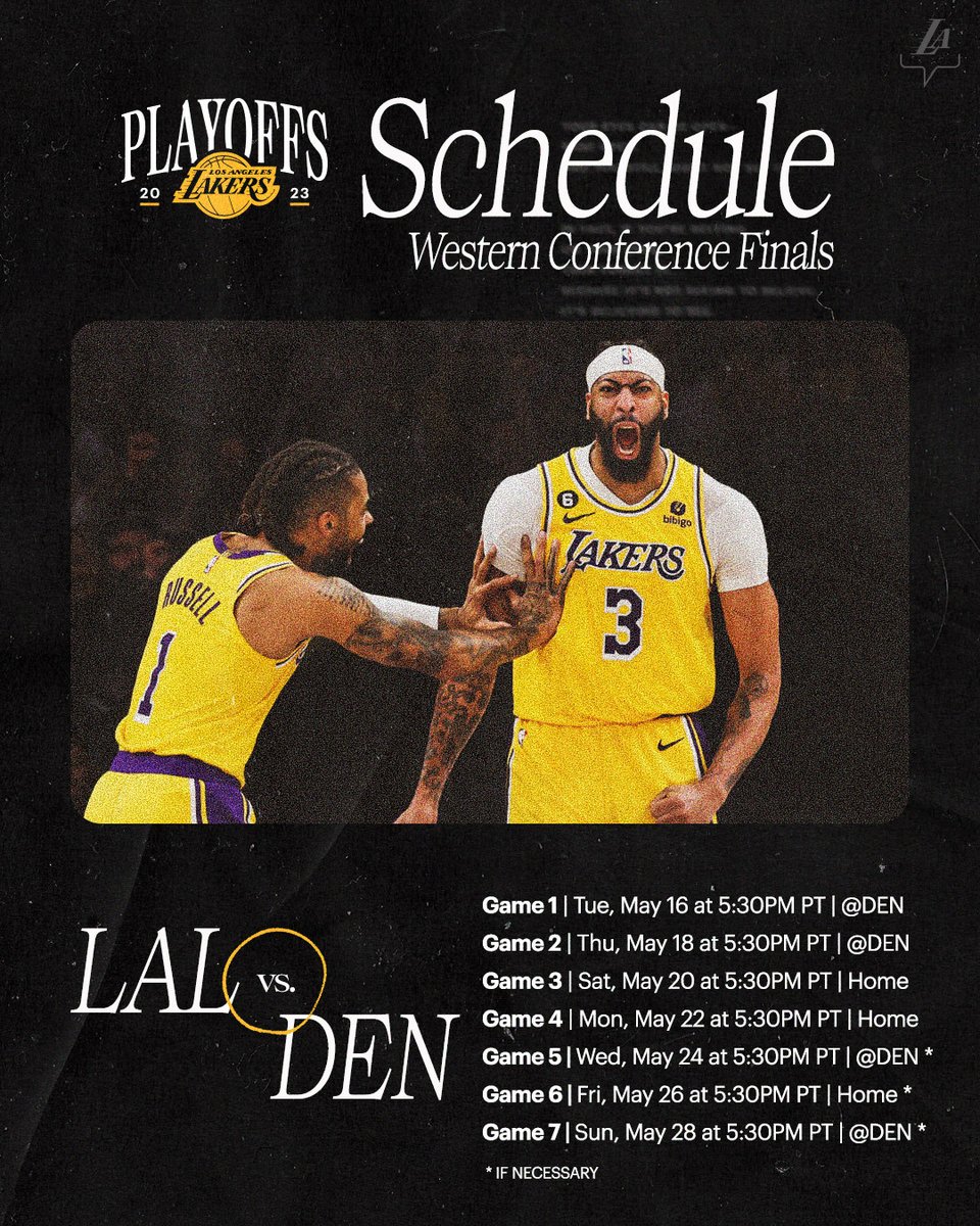 Lakers's tweet image. Western Conference Finals are set -- mark your calendar 🗓