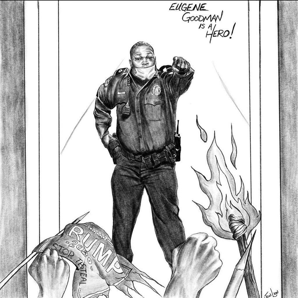 jonlionfineart2's tweet image. I tried this before and failed… so:

Let’s try again!

If my Eugene Goodman charcoal drawing gets 1000 retweets I will paint a 6 foot version of this, Timelapse record the process and GIVE THE PAINTING AWAY here on my page.

Who wants to help?