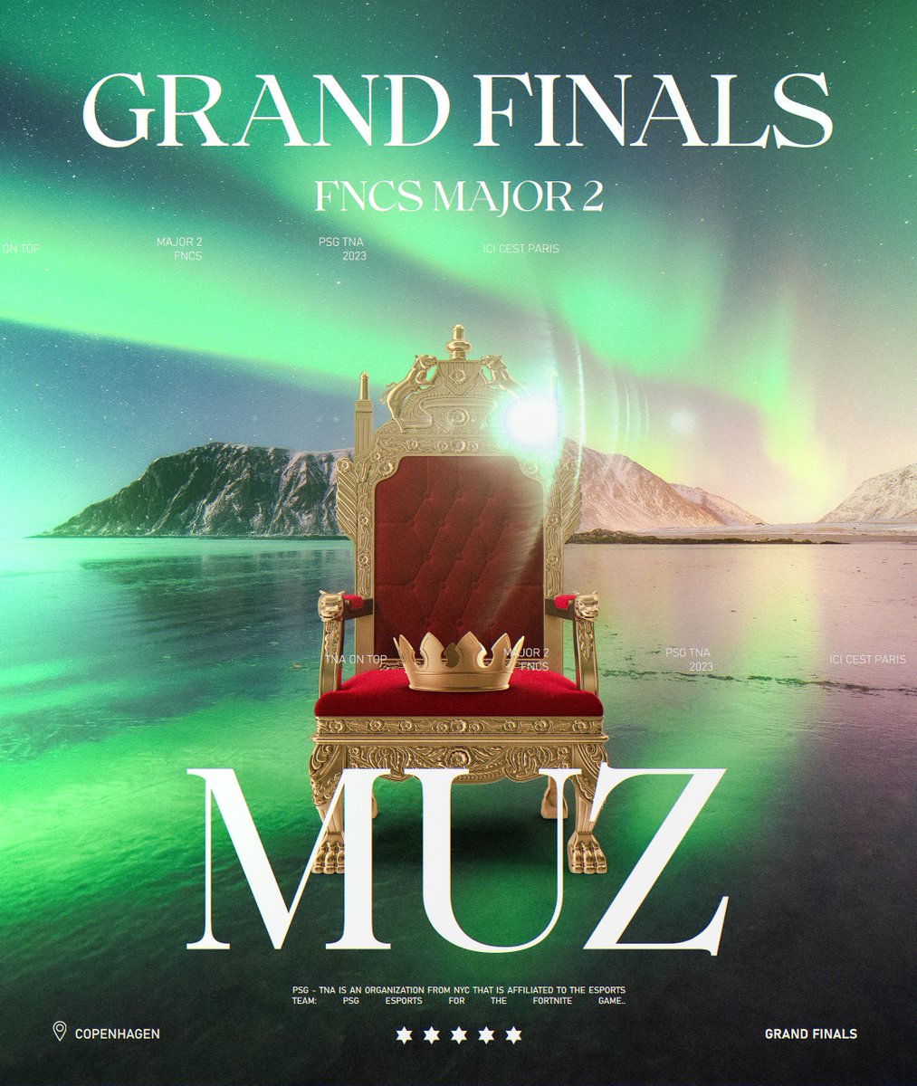 TIME TO RECLAIM THE THRONE 👑 Tonight @MuzFN will start his quest to become king of the region as he competes in the FNCS Major 2 Finals! May fortune favor you, warrior.