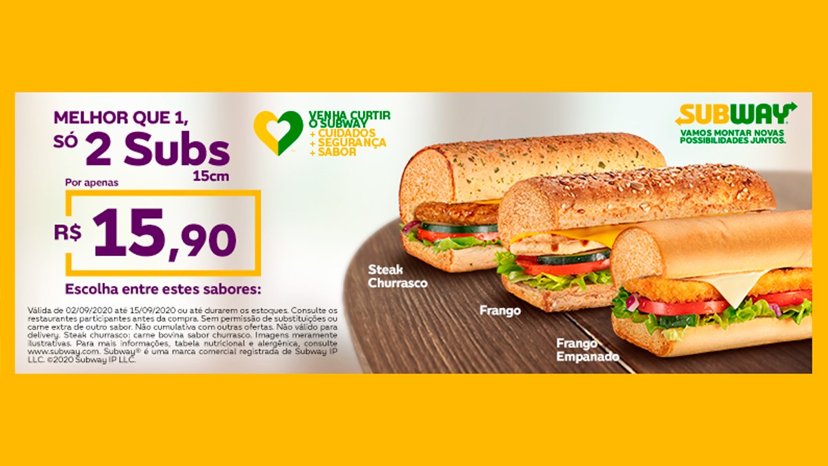 VinnyBHOficial's tweet photo. @andre_serret Subway e Burguer king tinham promoção de 2 por R$ 15,00 a pouco mais de 2 anos. https://t.co/46pWEFBRRW