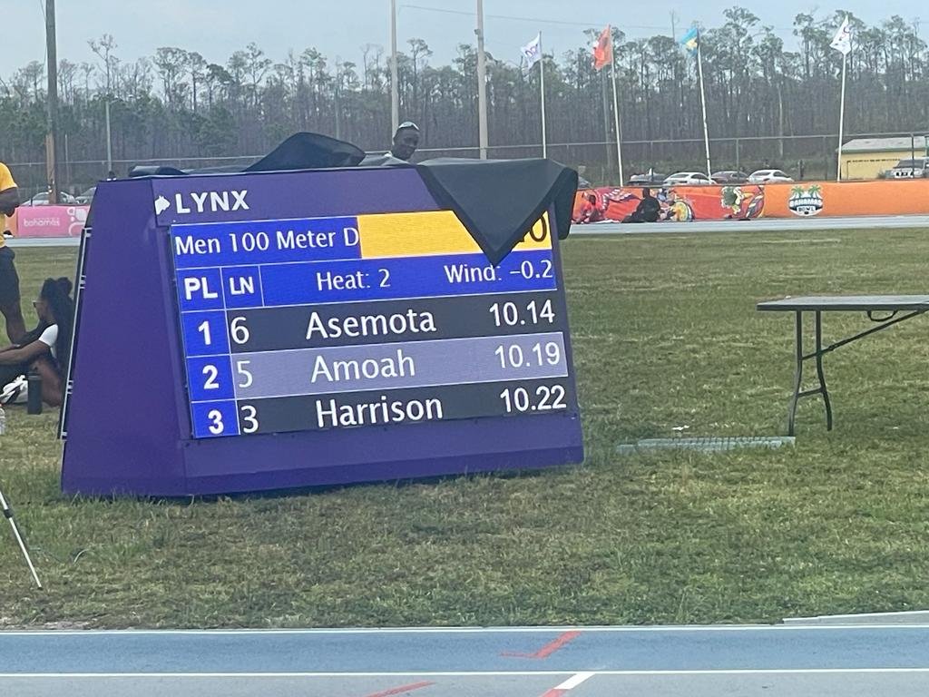 NACAC New Life Invitational in Grand Bahama: Duan Asemota of Canada wins the men’s 100m finals with a time of 10.14. Adam Musgrove of The Bahamas - who usually runs Under 20 - came second in the 100m men’s consolation race.