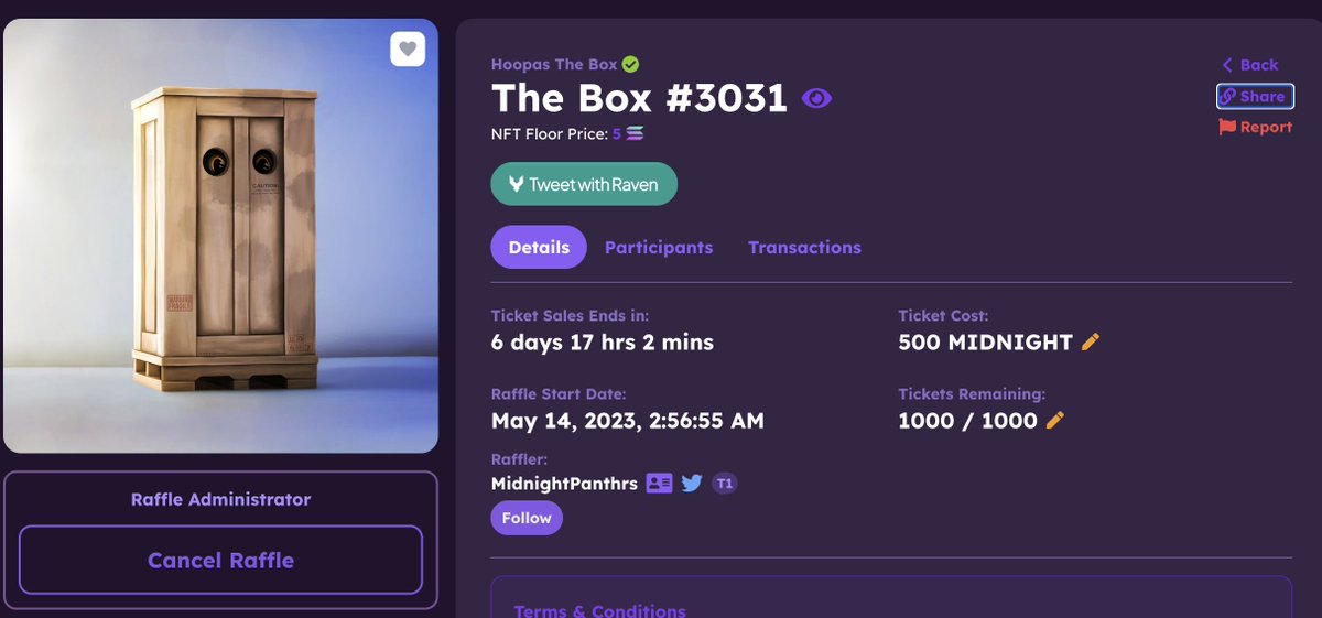 Midnight Panthers (@midnightpanthrs) on Twitter photo Good luck, panthers! Raffle for <a href="/TheHoopasNFT/">The Hoopas™</a> is live!❤️
MIDNIGHT ONLY🥂
Congrats to the <a href="/TheHoopasNFT/">The Hoopas™</a> for the successful launch, all the best🍾
rafffle.famousfoxes.com/raffle/58XQeDy… Good luck, panthers! Raffle for <a href="/TheHoopasNFT/">The Hoopas™</a> is live!❤️
MIDNIGHT ONLY🥂
Congrats to the <a href="/TheHoopasNFT/">The Hoopas™</a> for the successful launch, all the best🍾
rafffle.famousfoxes.com/raffle/58XQeDy…