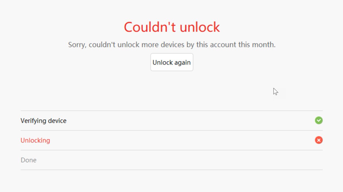 fabrizio_degni's tweet image. Has Xiaomi changed the unlock policies? I unlocked successfully the Xiaomi Mi MIX3 but when tried to unlock the Xiaomi 13 Ultra... I got the message below.
This month I unlocked only 1 device, the MIX3.

#xiaomi13ultra #miunlock #bootloader #tool