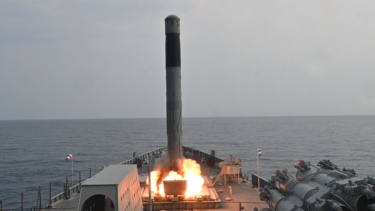 INS Mormugao, the latest guided-missile Destroyer, successfully hit 'Bulls Eye' during her maiden #Brahmos Supersonic cruise missile firing. The ship and her potent weapon, both indigenous, mark another shining symbol of #Aatmanirbharta and Indian Navy's firepower at sea.