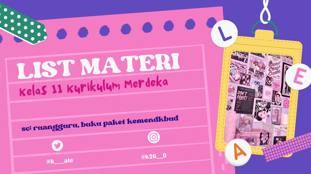 LIST MATERI KELAS 11 KURIKULUM MERDEKA SEMESTER 1 &amp; 2 🩰🧃

— A Thread by <a href="/k___ale/">kALEAAA free tag TO 🧸🌷💭</a> 🌷🎀
#studytwt #ambisverse #BelajarApaHariIni