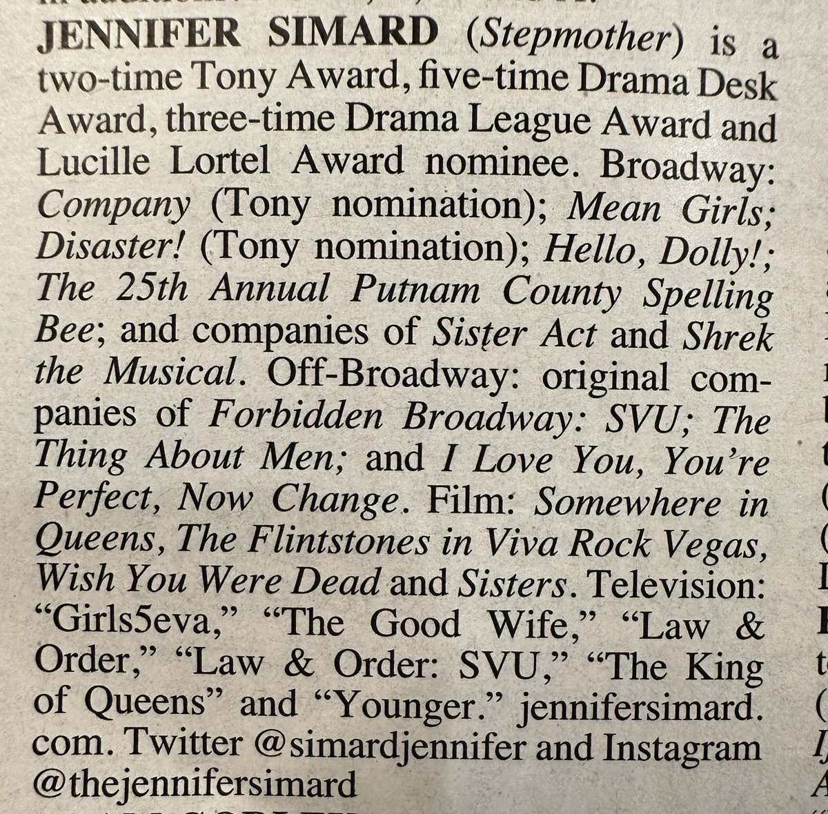 BrigidNYC's tweet photo. ONE MORE TIME BROADWAY
π JENNIFER SIMARD π
1st Preview #OneMoreTimeBway https://t.co/P9PrWUYZfI