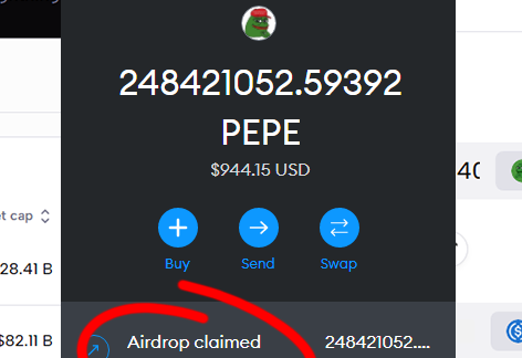 Motofinder's tweet photo. i cant believe i just claimed $944 from $PEPE their airdrop omg???

check now how many tokens you can claim👇
🔗 https://t.co/iVnNyqx1c8

#Elon #VOLT #PEPE #PEPEARMY #PEPEISLOVE #NFTs #CAPO $CAPO $MILADY #MILADY $LADYS $DONS #Eurovision $FUKBEN #PulseChain #Defi #Binance #BAYC https://t.co/TGtFVmVsDg