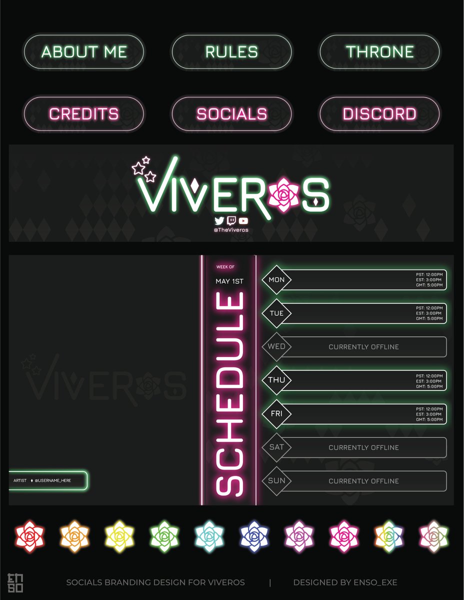 Enso_exe's tweet photo. [ VTUBER BRANDING PACKAGE ]

Thank you @TheViveros for allowing me to create all these wonderful overlays, schedules, banners, badges and panels for your debut!

It was an absolute pleasure to work with you on this project!

#Vtuber #VTuberAssets #VTuberUprising #creativeros https://t.co/xq7GmvAPd0