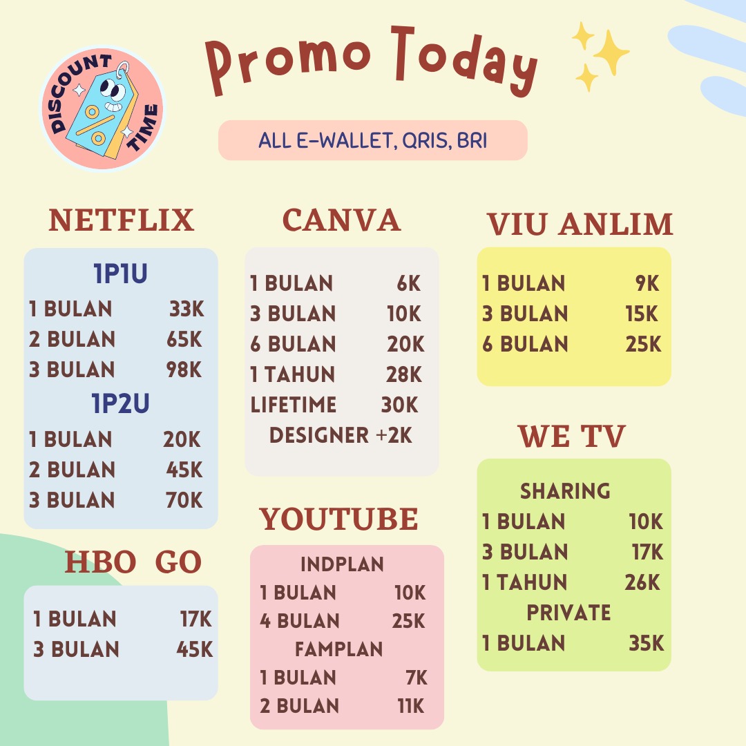 💥 promo weekend by <a href="/fhriend/">el, 300+ testi. FAST ON WA! 🧚🏻‍♀️</a>  💥

🌷 durasi sebulan-setahun: netflix, we tv, hbo go, viu anti limit, canva, youtube
🌷 full garansi, fast order dan trusted. testi tiny.cc/0110files
💌 order di dm <a href="/fhriend/">el, 300+ testi. FAST ON WA! 🧚🏻‍♀️</a> atau wa (bio)
💳 payment: all e-wallet, qris

#zonaba #zonauang