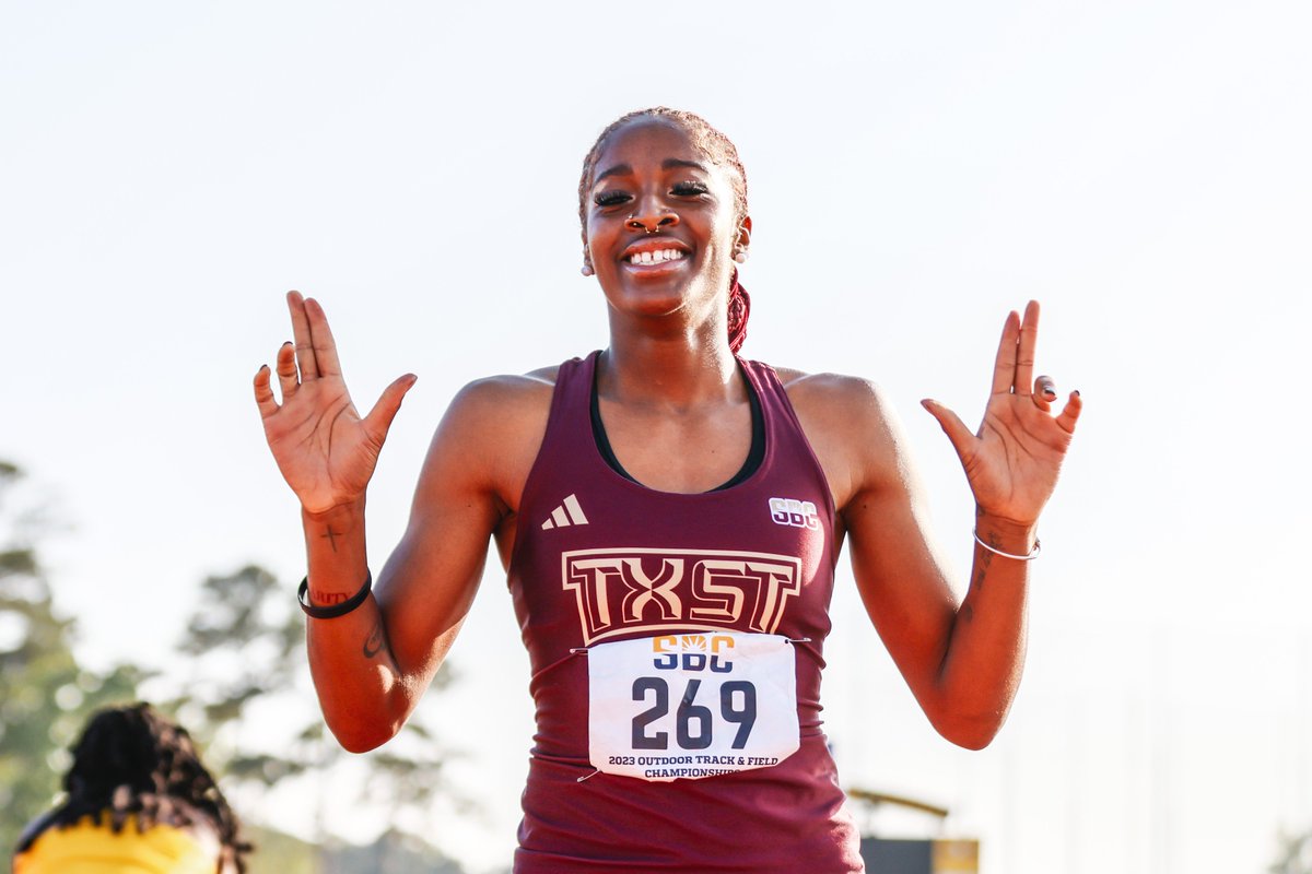 TXStateTrack's tweet photo. 36 team points contributed by Sedrickia Wynn (@sedrickia_wynn) today

10 points in the 4x1
6 points in the 100 hurdles
10 points in the 100
10 points in the 200

#EatEmUp | #SunBeltTF https://t.co/7QkXOMt3CG