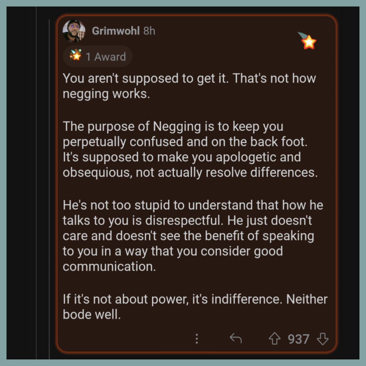 One of the best explanations of negging.