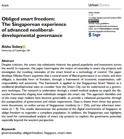 USJ_online's tweet photo. @AishaSobey's article interrogates the notion of neutrality in #SmartCity projects and investigates the resulting rationales of the smart brand as a technology of control. #governance #PublicSpace https://t.co/VvPui6lyyg https://t.co/9wRjafldk5