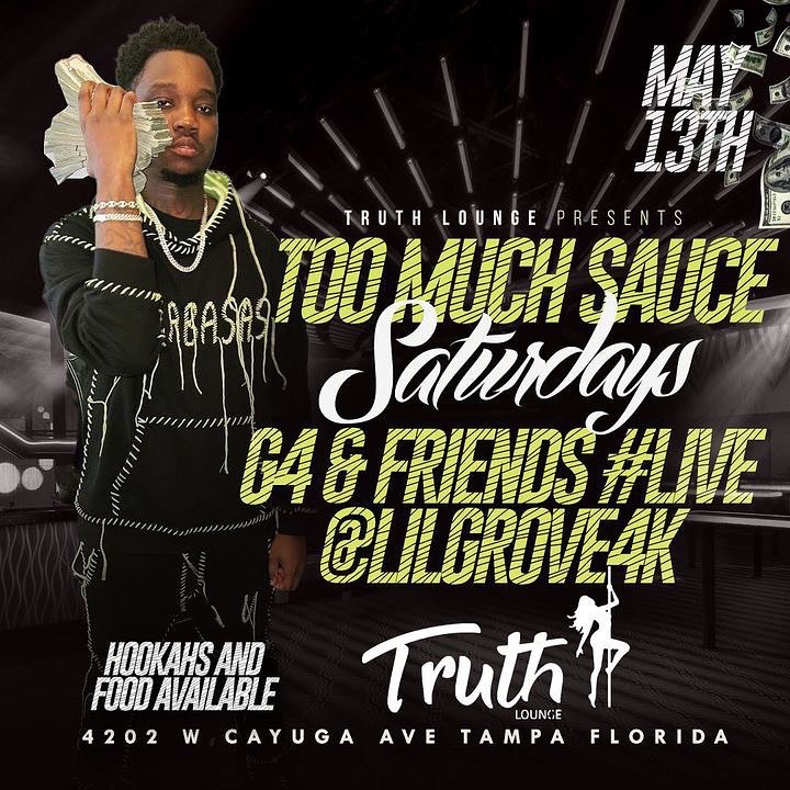 TruthLounge813's tweet photo. Think it’s a Game TONIGHT #TooMuchSauceSaturdays We Going Crazy!!!
@k_shayyy 🥳 @bad_ass_motivation_93gz 🥳 @lilgrove4k
Got the TRAP Jumping #BigⓂ️otion #EverybodyEat🤑#AllDancersWelcome #WeLit🔥 #TruthAllWeek #tampa #truthlounge #AllDancersWelcome #LetsGo🚀 https://t.co/4jJ1ZiYlrJ