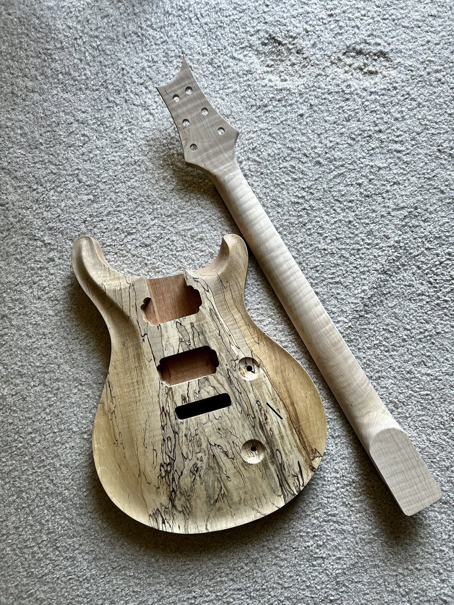 ScottAlexPhoto's tweet photo. About 5 #truoil coats in on my #customprs style #guitar build. No dye for this one. Spalted maple cap, solid mahogany body, and flame maple neck.
#tentop #guitarist #guitarbuild #naturalfinish #spaltedmaple https://t.co/p6Wz8Hu1A2