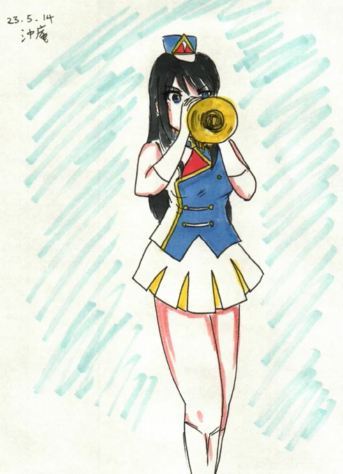 #ユーフォ版深夜のお絵描き60分一本勝負 タイムシフト参加。お題「高坂麗奈」。 ブラスエキスポの為に宿泊してるカプセルホテル内で描いたサンフェス麗奈。 中止になったのは残念ですが、また来年の開催を楽しみにします。