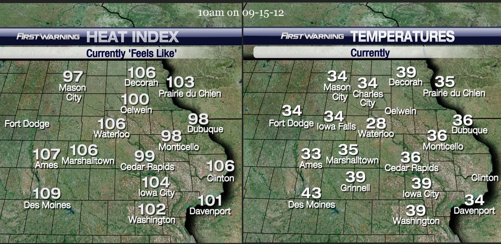 ElaraEcho's tweet photo. I saw #ConfusingWeatherForecasts and decided to add one that I saved years ago.
On this day, at 10am, the actual temps were in the mid-30's, but somehow, the "feel's like" was over 100 degrees. https://t.co/ocyIBNEgws