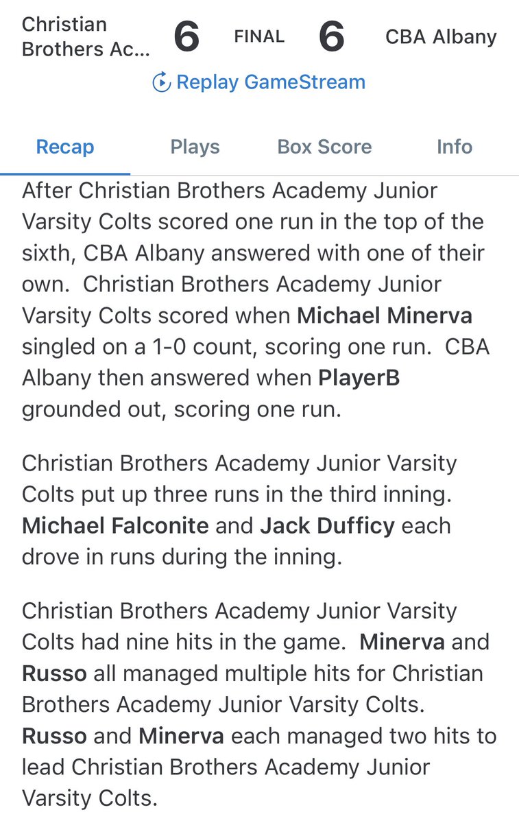 Went 2-2 with a walk and RBI in the first game of our doubleheader against CBA Albany. Batting average up to .370 on the season and 9 RBIs.