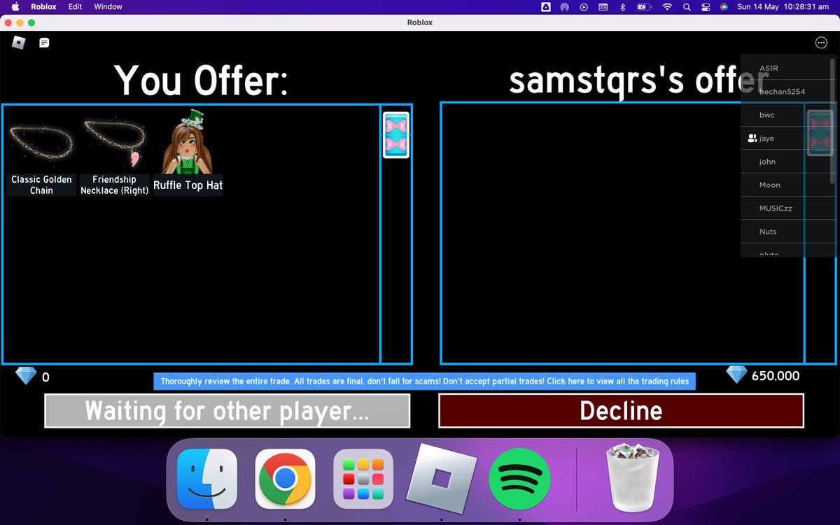 tysm <a href="/3Itsyogurl/">;3</a> gave 1.3k robux after tax for 650k rhd <3 i went first, theyre very trusted !!