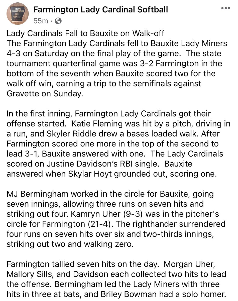 Came up short today, but proud of these girls and the season they had! 21-4 and made it to the quarterfinals of the 4 state tournament!