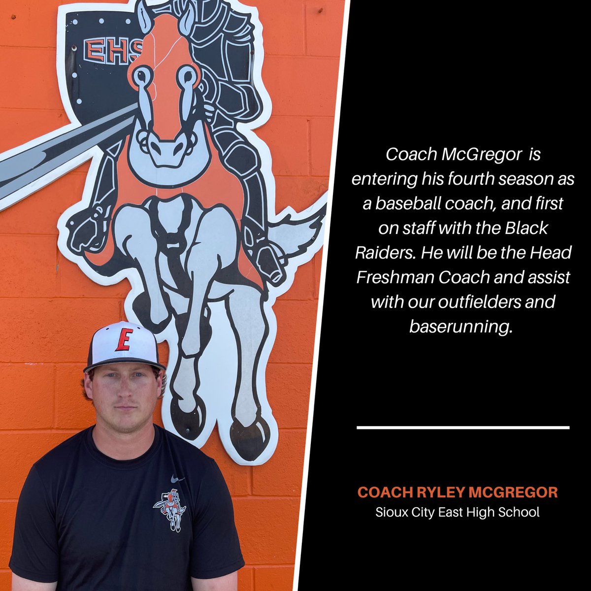 SCEastBaseball's tweet photo. Starting the season with a new face on the coaching staff. Fired up to welcome Coach McGregor to Black Raider Baseball! https://t.co/umIgin0s7H