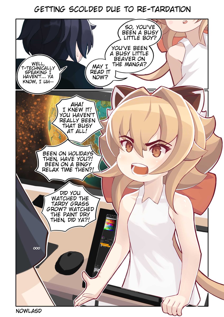 nowlasd's tweet photo. "God Engine Chapter 2 will be up on May 28. I've just been real busy... Technically."
#Pixiv #GodEngine https://t.co/NAKY5QT1xr