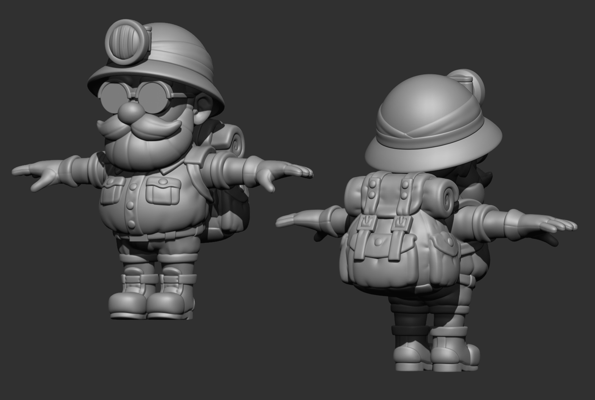 Finally had time to finish his blockout. Next I'll make a hightopo retopo out of him for marketing and to bake normal maps from it too. #indiegame #indiedev