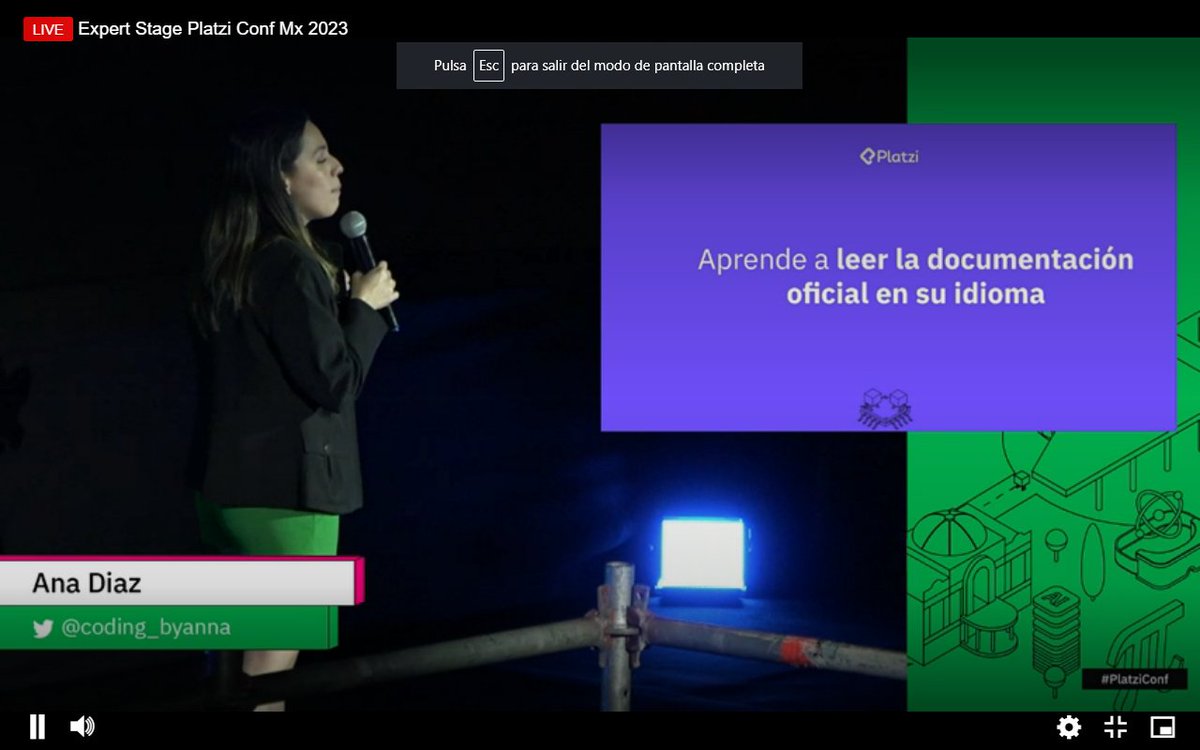 lcarloszapatag's tweet image. Aprender la documentación oficial en inglés y entenderla ampliamente:@coding_byanna 🌮🇲🇽#PlatziConf. Nos permite diferenciarnos de júniors con seniors