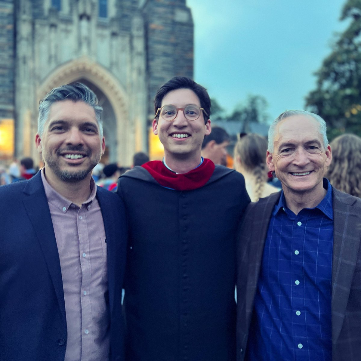 ShawnMcCain's tweet photo. Three preachers celebrating a big day for the youngest. Earning his M.Div at @DukeDivinity tonight. https://t.co/OyB0J04MZr