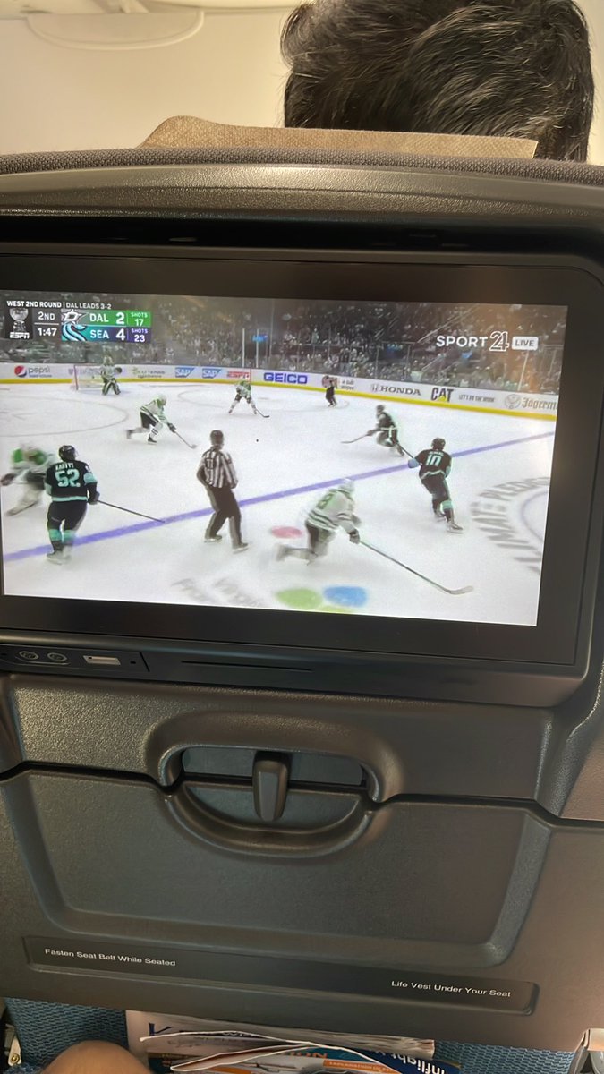 Truly can’t believe my <a href="/SingaporeAir/">Singapore Airlines</a> flight to Bengaluru has the <a href="/SeattleKraken/">Seattle Kraken</a> game on!