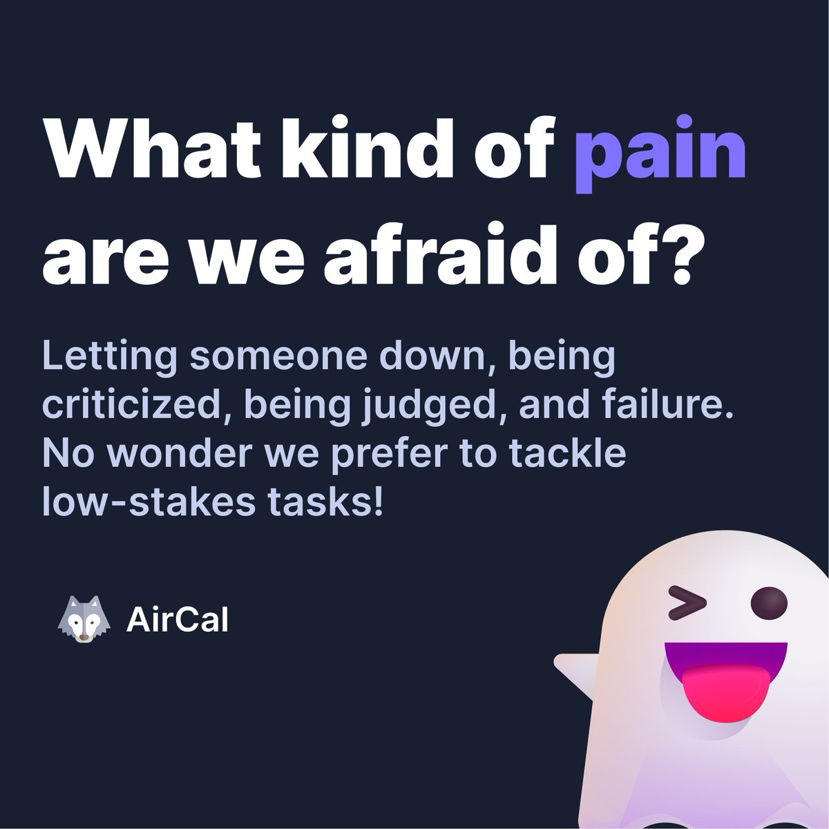 AirCalHQ's tweet photo. Maybe you are not lazy, just afraid... Let's talk #procrastination 🧐 #business #inspiration https://t.co/JWasP5krUZ